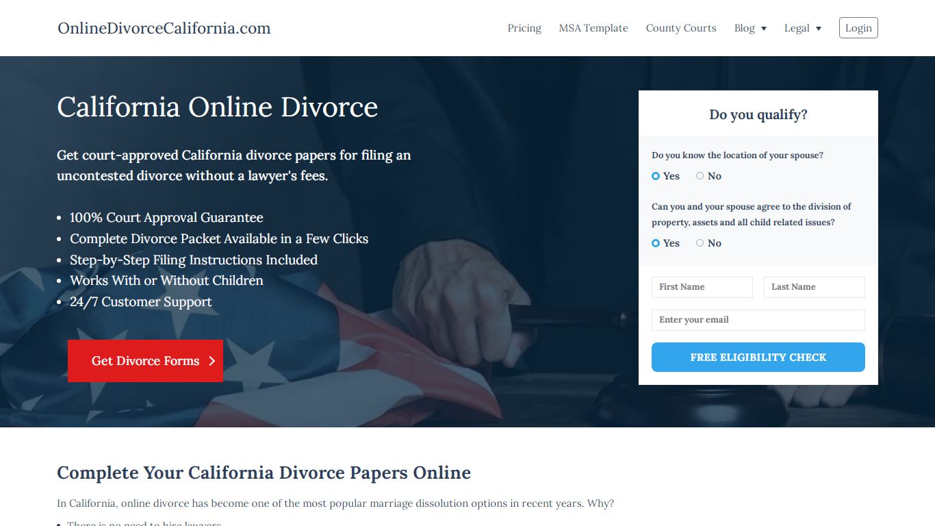 California Online Divorce: Fast & Simple Filing for Divorce in CA